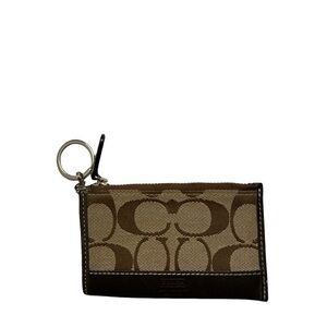 Coach brown signature c mini coin wallet key ring